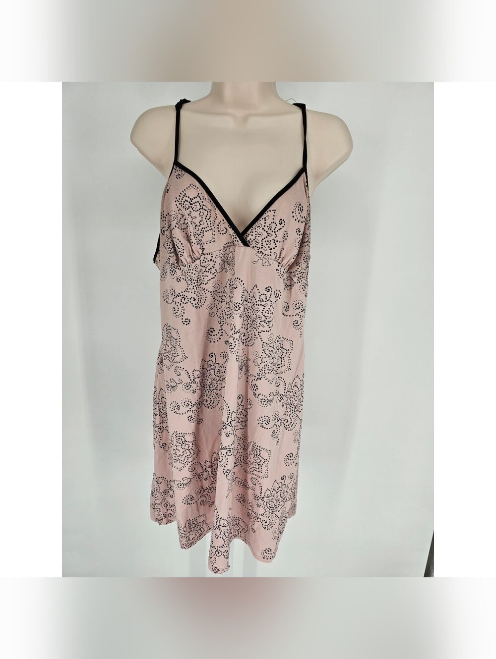 Soft Pink Paisley Lace-Trim Slip Dress